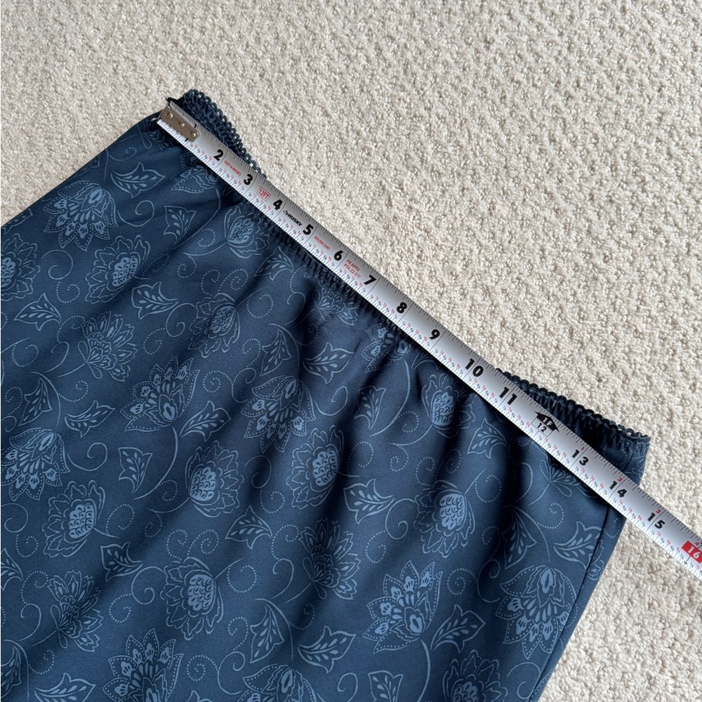 Vintage Y2K Navy Blue Paisley Floral Ruffled Hem Skirt Size M Whimsical - Picture 4 of 12